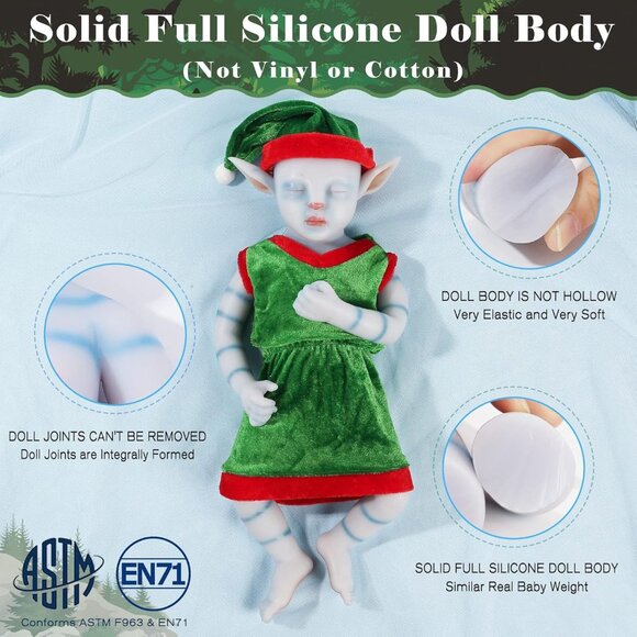 🆕 16inch Full Silicon Sleeping Avatar Alien Reborn Lifelike Baby Doll Girl - Picture 4 of 6